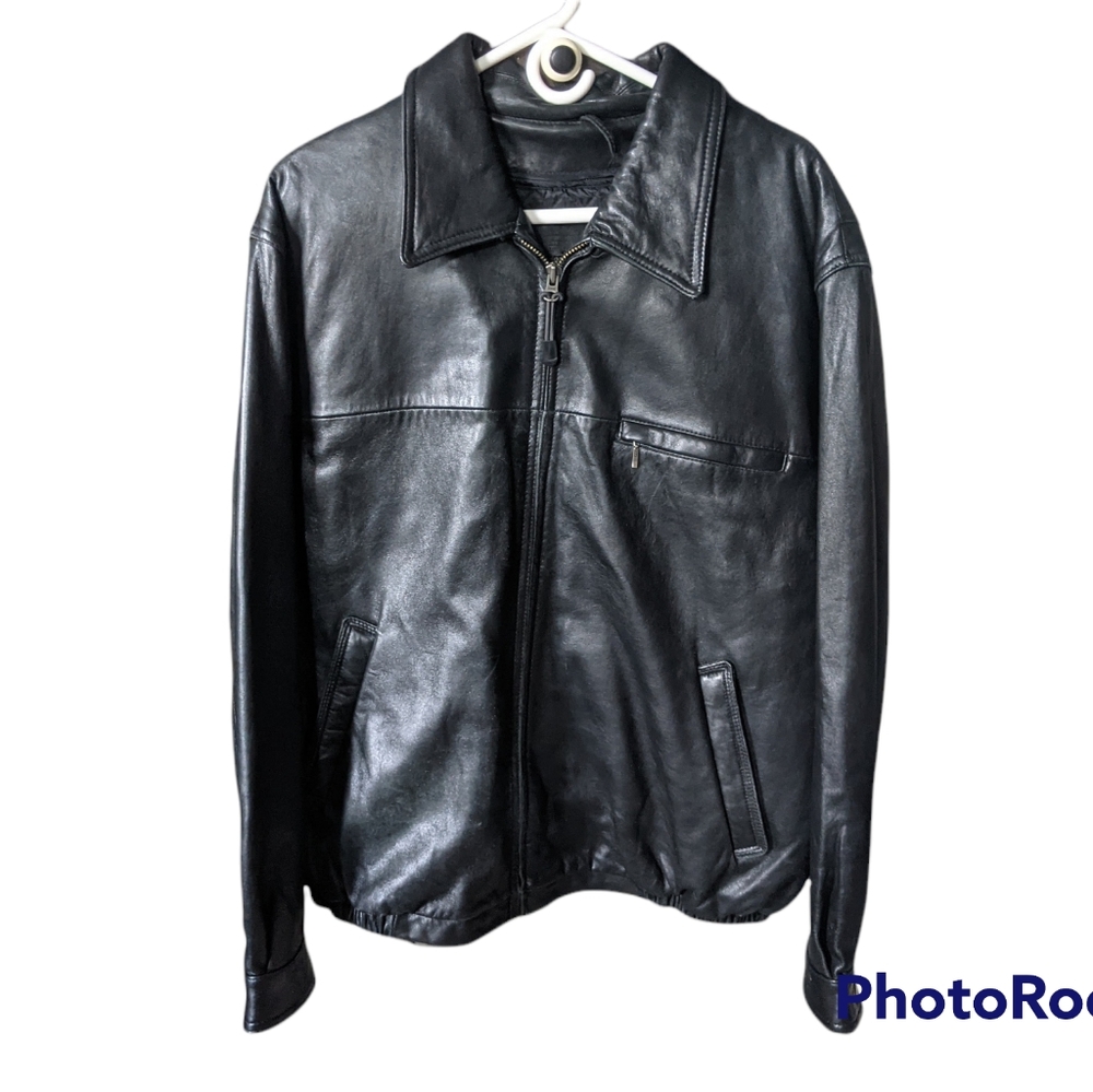 American Classics Black Leather Jacket Size Large